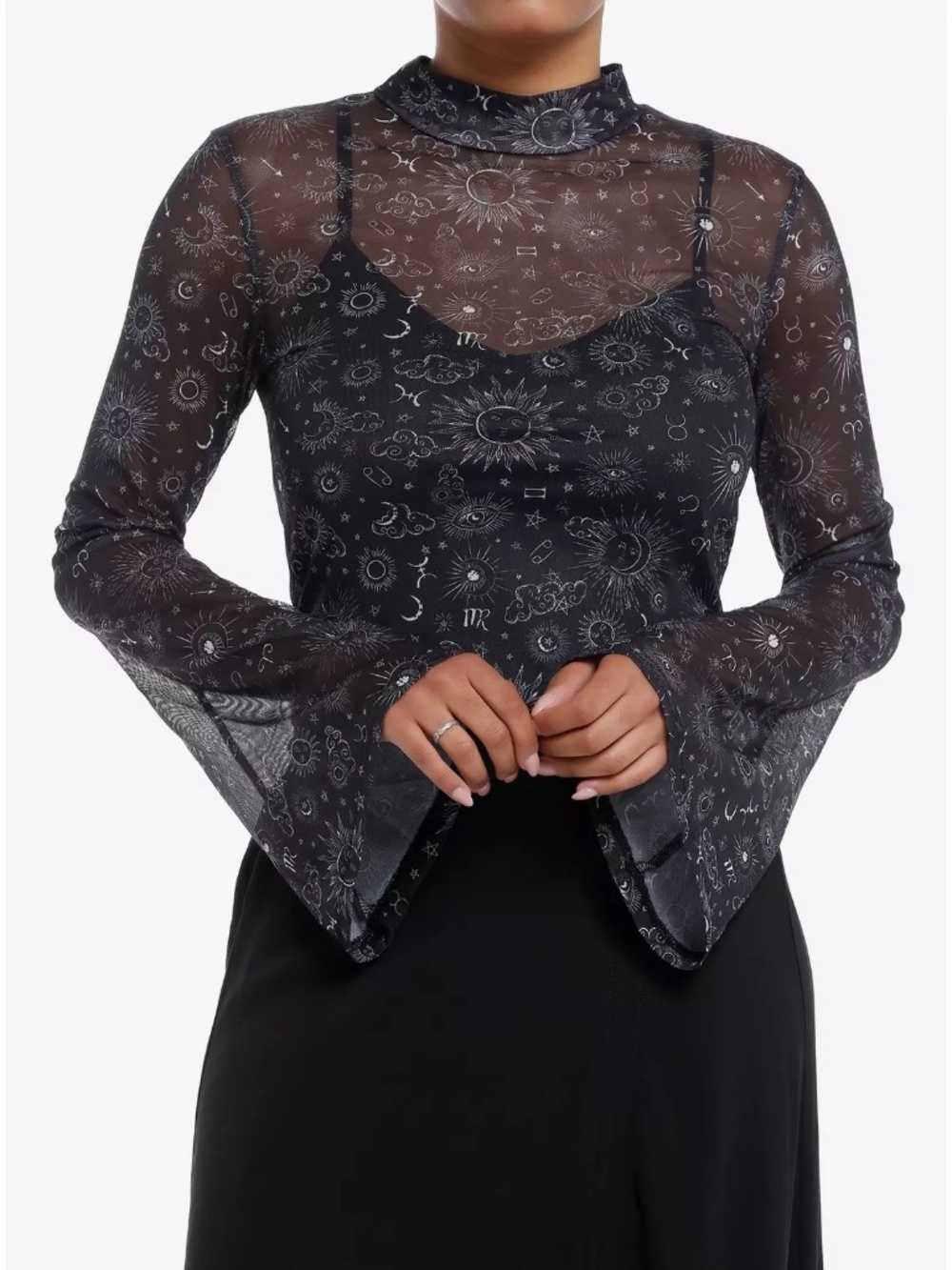 Hot Topic NWT Daisy Street Celestial Print Twofer Long Sleeve Top Women Size M